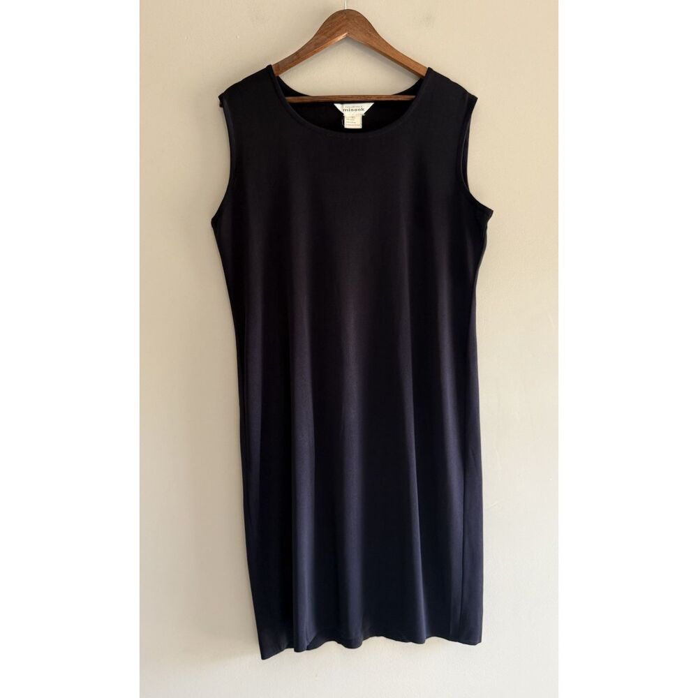 Exclusively Misook Sheath Dress Sleeveless Knit Classic Minimalist Navy Blue XL
